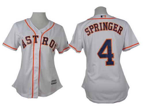 Astros #4 George Springer White Home Women's Stitched MLB Jersey - Click Image to Close